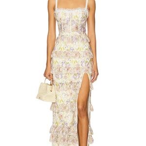 V. Chapman Cassia Dress in Cordoba Print Pastel Floral Tiered Maxi Dress
